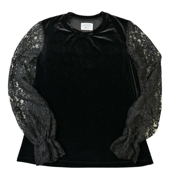 Southcott Velvet Top Lace Sleeves Sz S Whimsigoth Fairy Grunge - Picture 2 of 12